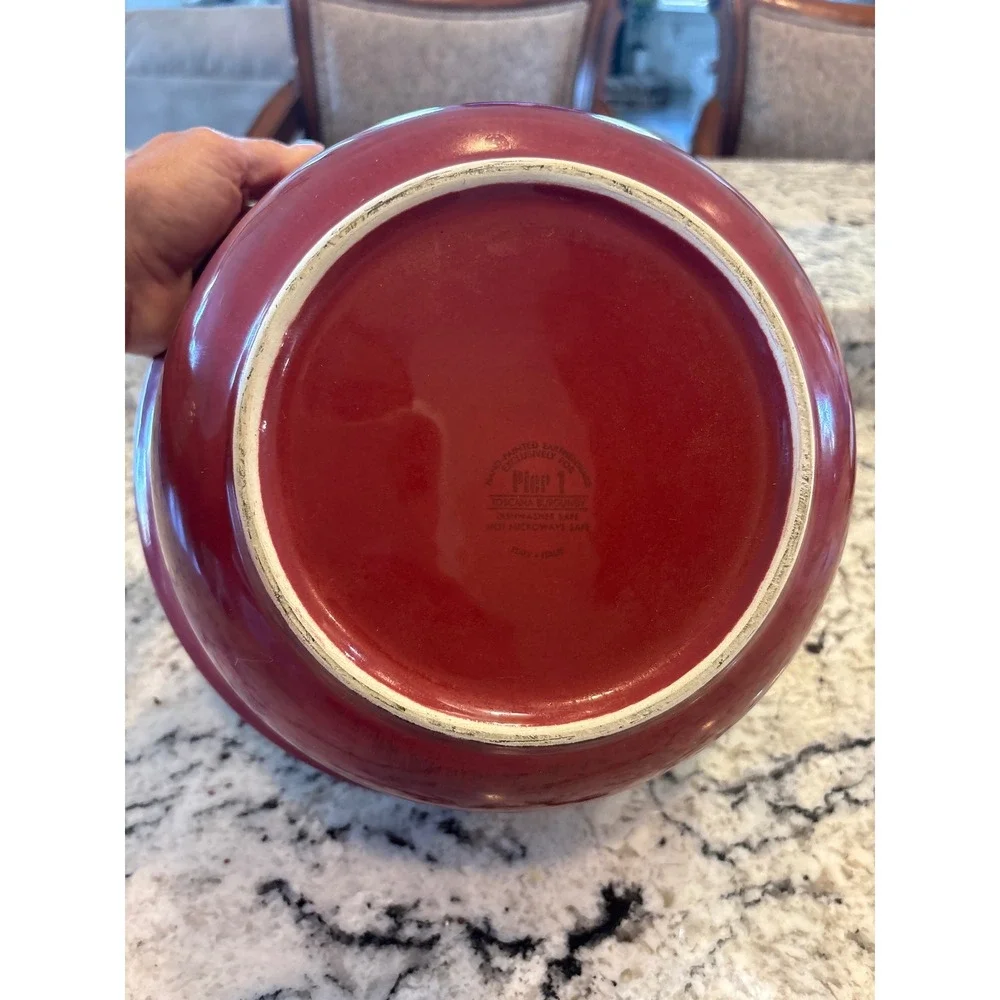Vintage Pier 1 Toscana Hand Painted Earthenware Serving Bowl Made in Italy